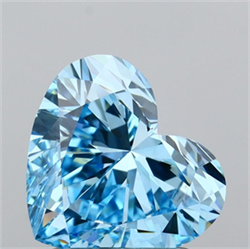 Picture of Lab Grown Diamond 1.50 Carats, Heart with  Cut, Fancy Vivid Blue Color, VVS1 Clarity and Certified by IGI