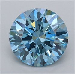 Picture of Lab Grown Diamond 1.54 Carats, Round with Ideal Cut, Fancy Vivid Blue Color, VS1 Clarity and Certified by IGI