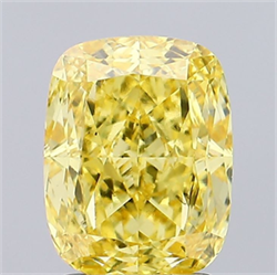 Picture of Lab Grown Diamond 2.06 Carats, CUSHION MODIFIED with  Cut, Fancy Vivid Yellow Color, VS2 Clarity and Certified by IGI
