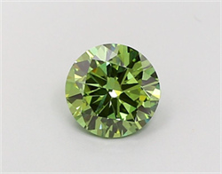 Picture of Lab Grown Diamond 1.48 Carats, Round with Very Good Cut, Fancy Vivid Green Color, VS2 Clarity and Certified by IGI