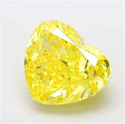 Picture of Lab Grown Diamond 6.77 Carats, Heart with  Cut, Fancy Vivid Yellow Color, VS1 Clarity and Certified by IGI