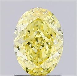 Picture of Lab Grown Diamond 1.50 Carats, Oval with  Cut, Fancy Intense Yellow Color, VS1 Clarity and Certified by IGI