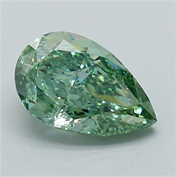 Picture of Lab Grown Diamond 1.24 Carats, Pear with  Cut, Fancy Vivid Green Color, VS1 Clarity and Certified by IGI