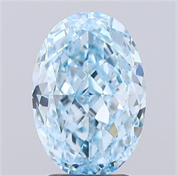 Picture of Lab Grown Diamond 3.20 Carats, Oval with  Cut, Fancy Vivid Blue Color, VS1 Clarity and Certified by IGI