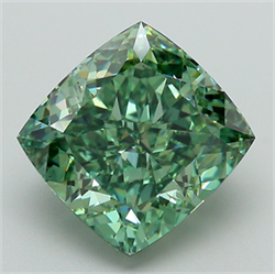 Picture of Lab Grown Diamond 6.38 Carats, CUSHION MODIFIED with  Cut, Fancy Vivid Green Color, VS1 Clarity and Certified by IGI