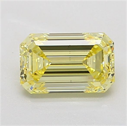 Picture of Lab Grown Diamond 2.01 Carats, Emerald with  Cut, Fancy Intense Yellow Color, VS2 Clarity and Certified by IGI