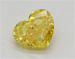 Picture of Lab Grown Diamond 1.43 Carats, Heart with  Cut, Fancy Vivid Yellow Color, VVS1 Clarity and Certified by IGI