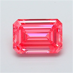 Picture of Lab Grown Diamond 1.35 Carats, Emerald with  Cut, Fancy Vivid Pink Color, VVS2 Clarity and Certified by IGI