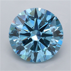 Picture of Lab Grown Diamond 3.00 Carats, Round with Excellent Cut, Fancy Vivid Blue Color, VS1 Clarity and Certified by IGI