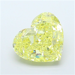 Picture of Lab Grown Diamond 5.00 Carats, Heart with  Cut, Fancy Intense Yellow Color, VS2 Clarity and Certified by IGI