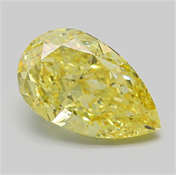 Picture of Lab Grown Diamond 4.02 Carats, Pear with  Cut, Fancy Intense Yellow Color, VVS2 Clarity and Certified by IGI