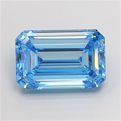 Picture of Lab Grown Diamond 5.02 Carats, Emerald with  Cut, Fancy Vivid Blue Color, VVS2 Clarity and Certified by IGI