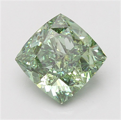 Picture of Lab Grown Diamond 5.09 Carats, CUSHION MODIFIED with  Cut, Fancy Vivid Green Color, VVS2 Clarity and Certified by IGI