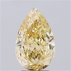 Picture of Lab Grown Diamond 2.37 Carats, Pear with  Cut, Fancy Yellow Color, VVS2 Clarity and Certified by IGI