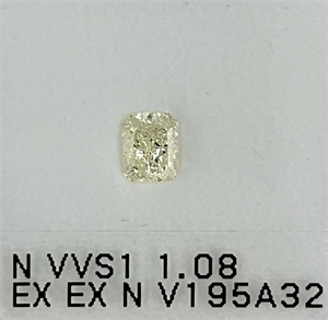 Picture of Natural Diamond 1.08 Carats, Radiant with  Cut, N Color, VVS1 Clarity and Certified by GIA