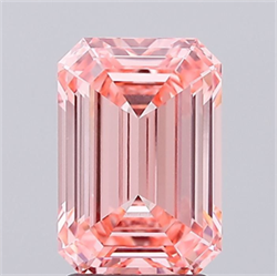 Picture of Lab Grown Diamond 2.61 Carats, Emerald with  Cut, Fancy Vivid Pink Color, VVS2 Clarity and Certified by IGI