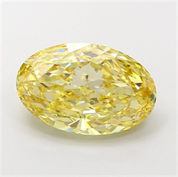 Picture of Lab Grown Diamond 5.02 Carats, Oval with  Cut, Fancy Intense Yellow Color, VS1 Clarity and Certified by IGI