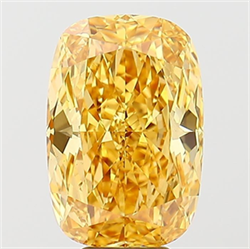 Picture of Lab Grown Diamond 7.18 Carats, Cushion with  Cut, Fancy Vivid Yellow Color, VS2 Clarity and Certified by IGI