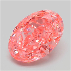Picture of Lab Grown Diamond 3.12 Carats, Oval with  Cut, Fancy Vivid Pink Color, VVS2 Clarity and Certified by IGI