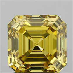 Picture of Lab Grown Diamond 1.66 Carats, Asscher with  Cut, Fancy Intense Yellow Color, VVS2 Clarity and Certified by IGI