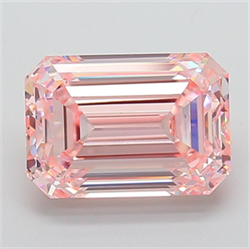 Picture of Lab Grown Diamond 4.54 Carats, Emerald with  Cut, Fancy Vivid Pink Color, VS1 Clarity and Certified by IGI