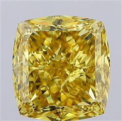 Picture of Lab Grown Diamond 10.03 Carats, CUSHION MODIFIED with  Cut, Fancy Vivid Yellow Color, VS1 Clarity and Certified by IGI