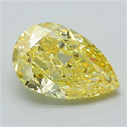 Picture of Lab Grown Diamond 1.60 Carats, Pear with  Cut, Fancy Vivid Yellow Color, VVS2 Clarity and Certified by IGI