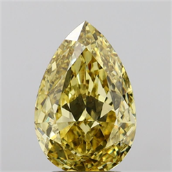 Picture of Lab Grown Diamond 2.83 Carats, Pear with  Cut, Fancy Intense Yellow Color, VS1 Clarity and Certified by IGI