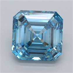 Picture of Lab Grown Diamond 2.60 Carats, Asscher with  Cut, Fancy Vivid Blue Color, VVS2 Clarity and Certified by IGI