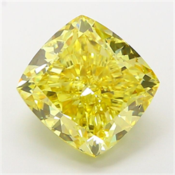 Picture of Lab Grown Diamond 5.10 Carats, CUSHION MODIFIED with  Cut, Fancy Vivid Yellow Color, VS1 Clarity and Certified by IGI