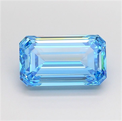 Picture of Lab Grown Diamond 3.03 Carats, Emerald with  Cut, Fancy Vivid Blue Color, VVS2 Clarity and Certified by IGI
