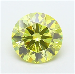 Picture of Lab Grown Diamond 2.06 Carats, Round with Ideal Cut, Fancy Intense Yellow Color, VVS1 Clarity and Certified by IGI