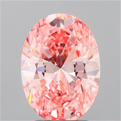 Picture of Lab Grown Diamond 2.52 Carats, Oval with  Cut, Fancy Vivid Pink Color, VVS2 Clarity and Certified by IGI
