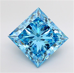Picture of Lab Grown Diamond 9.12 Carats, Princess with  Cut, Fancy Vivid Blue Color, VS1 Clarity and Certified by IGI