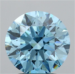 Picture of Lab Grown Diamond 2.51 Carats, Round with Ideal Cut, Fancy Vivid Blue Color, VS2 Clarity and Certified by IGI