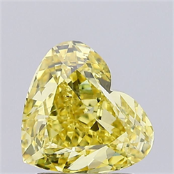 Picture of Lab Grown Diamond 1.70 Carats, Heart with  Cut, Fancy Vivid Yellow Color, VS1 Clarity and Certified by IGI