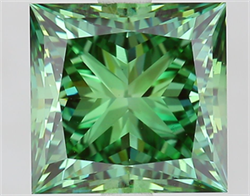 Picture of Lab Grown Diamond 3.11 Carats, Princess with  Cut, Fancy Vivid Green Color, VS1 Clarity and Certified by IGI