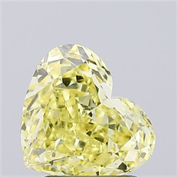 Picture of Lab Grown Diamond 1.53 Carats, Heart with  Cut, Fancy Vivid Yellow Color, VS2 Clarity and Certified by IGI