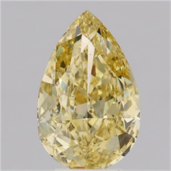 Picture of Lab Grown Diamond 5.02 Carats, Pear with  Cut, Fancy Intense Yellow Color, VS2 Clarity and Certified by IGI