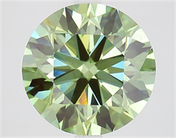 Picture of Lab Grown Diamond 4.51 Carats, Round with Ideal Cut, Fancy Vivid Green Color, VS1 Clarity and Certified by IGI