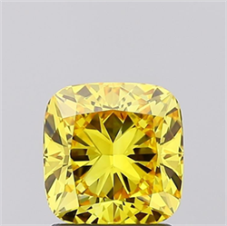 Picture of Lab Grown Diamond 1.58 Carats, Cushion with  Cut, Fancy Vivid Yellow Color, VS1 Clarity and Certified by IGI
