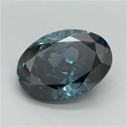 Picture of Lab Grown Diamond 2.19 Carats, Oval with  Cut, Fancy Intense Blue Color, VS2 Clarity and Certified by IGI