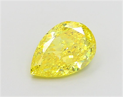 Picture of Lab Grown Diamond 1.72 Carats, Pear with  Cut, Fancy Vivid Yellow Color, VS1 Clarity and Certified by IGI