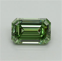 Picture of Lab Grown Diamond 5.07 Carats, Emerald with  Cut, Fancy Vivid Green Color, VS1 Clarity and Certified by IGI