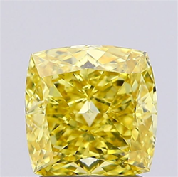 Picture of Lab Grown Diamond 1.54 Carats, CUSHION MODIFIED with  Cut, Fancy Intense Yellow Color, VS2 Clarity and Certified by IGI