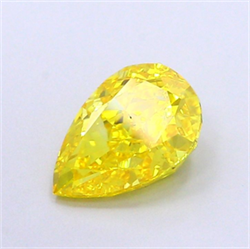 Picture of Lab Grown Diamond 1.58 Carats, Pear with  Cut, Fancy Vivid Yellow Color, VVS2 Clarity and Certified by IGI