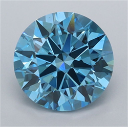 Picture of Lab Grown Diamond 2.03 Carats, Round with Ideal Cut, Fancy Vivid Blue Color, VVS2 Clarity and Certified by IGI