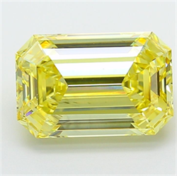 Picture of Lab Grown Diamond 8.09 Carats, Emerald with  Cut, Fancy Intense Yellow Color, VS2 Clarity and Certified by IGI