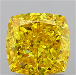 Picture of Lab Grown Diamond 2.00 Carats, CUSHION MODIFIED with  Cut, Fancy Vivid Yellow Color, VVS2 Clarity and Certified by IGI
