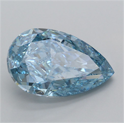 Picture of Lab Grown Diamond 3.02 Carats, Pear with  Cut, Fancy Vivid Blue Color, VS2 Clarity and Certified by IGI